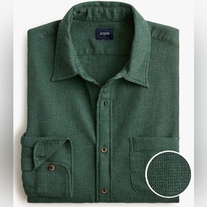 NWT J. Crew waffle dobby shirt green